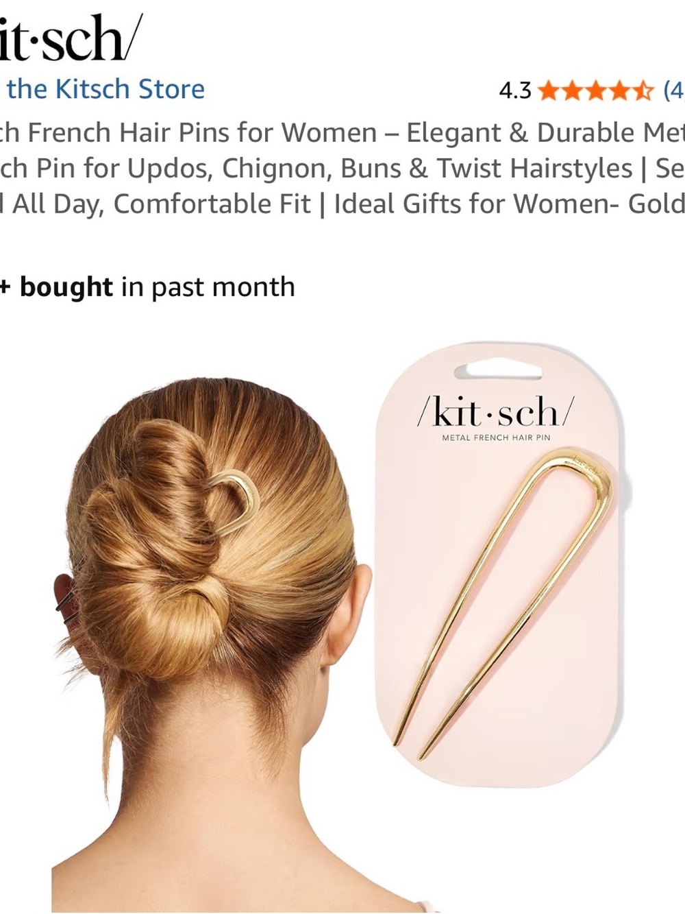 Kitsch Gold Metal French Hair Pin